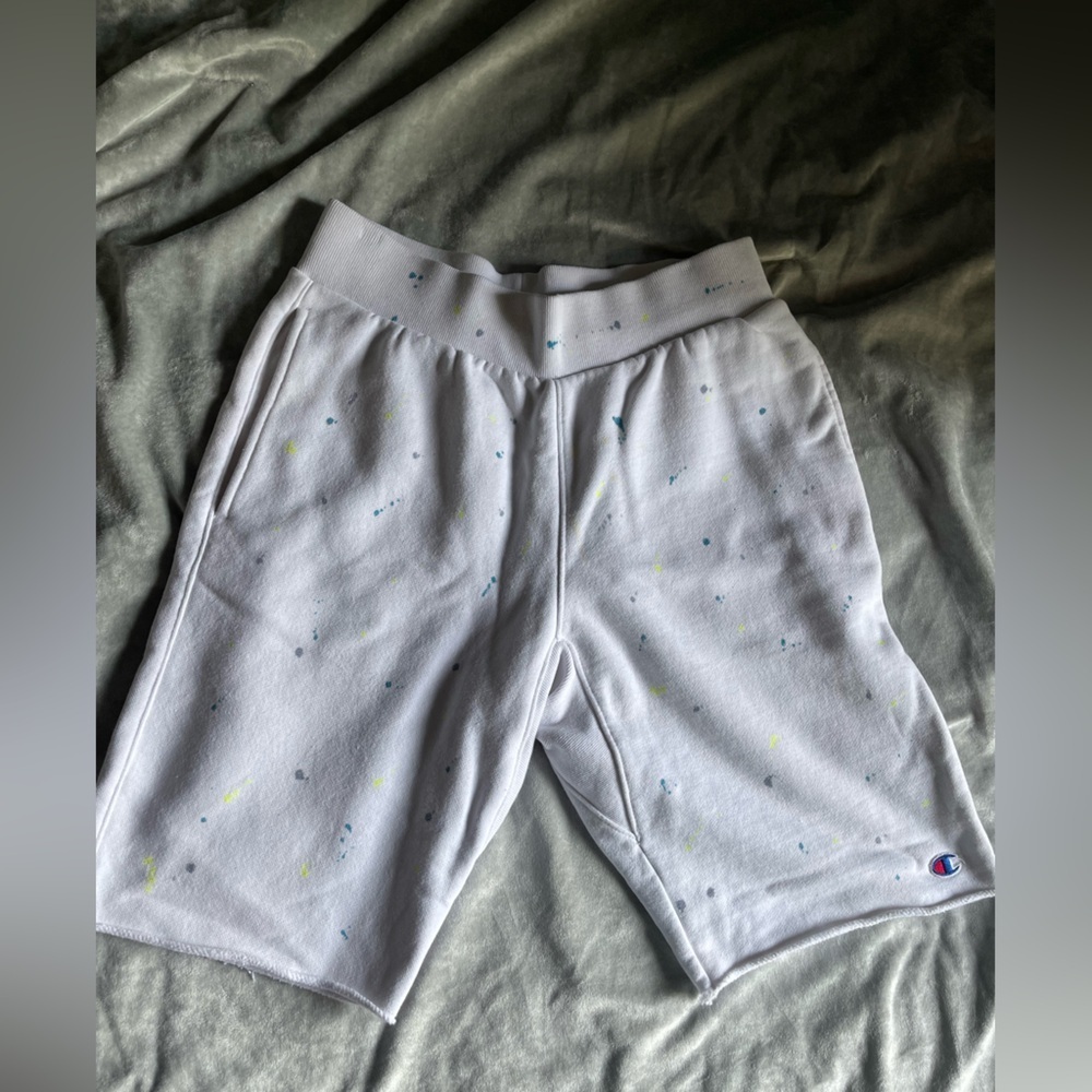 Champion White Joggers with Artistic Design